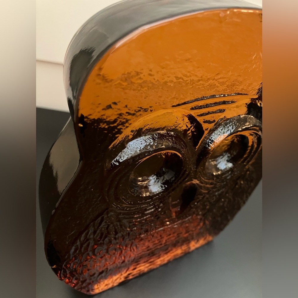 Vintage Mid-Century Blenko Amber Art Glass Owl Pattern - Picture 4 of 8